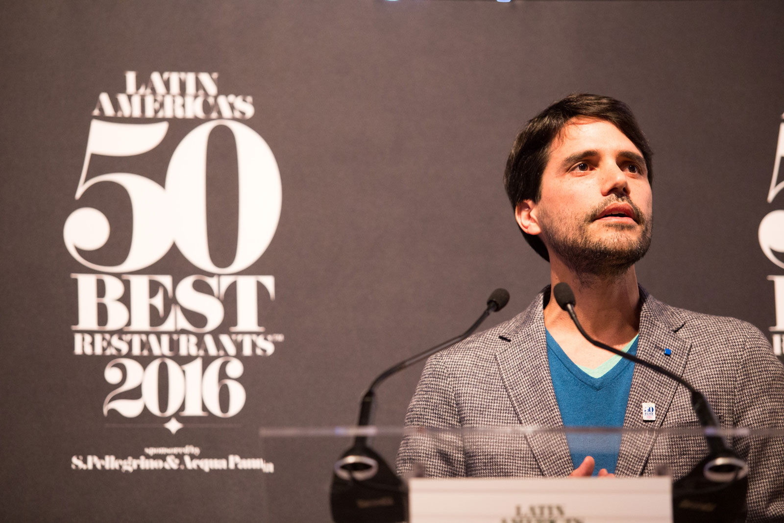 Virgilio Martinez, de Central, durante la rueda de prensa. Foto: Latin America’s 50 Best Restaurants 2016, sponsored by S.Pellegrino & Acqua Panna, held in Mexico City, September 2016.