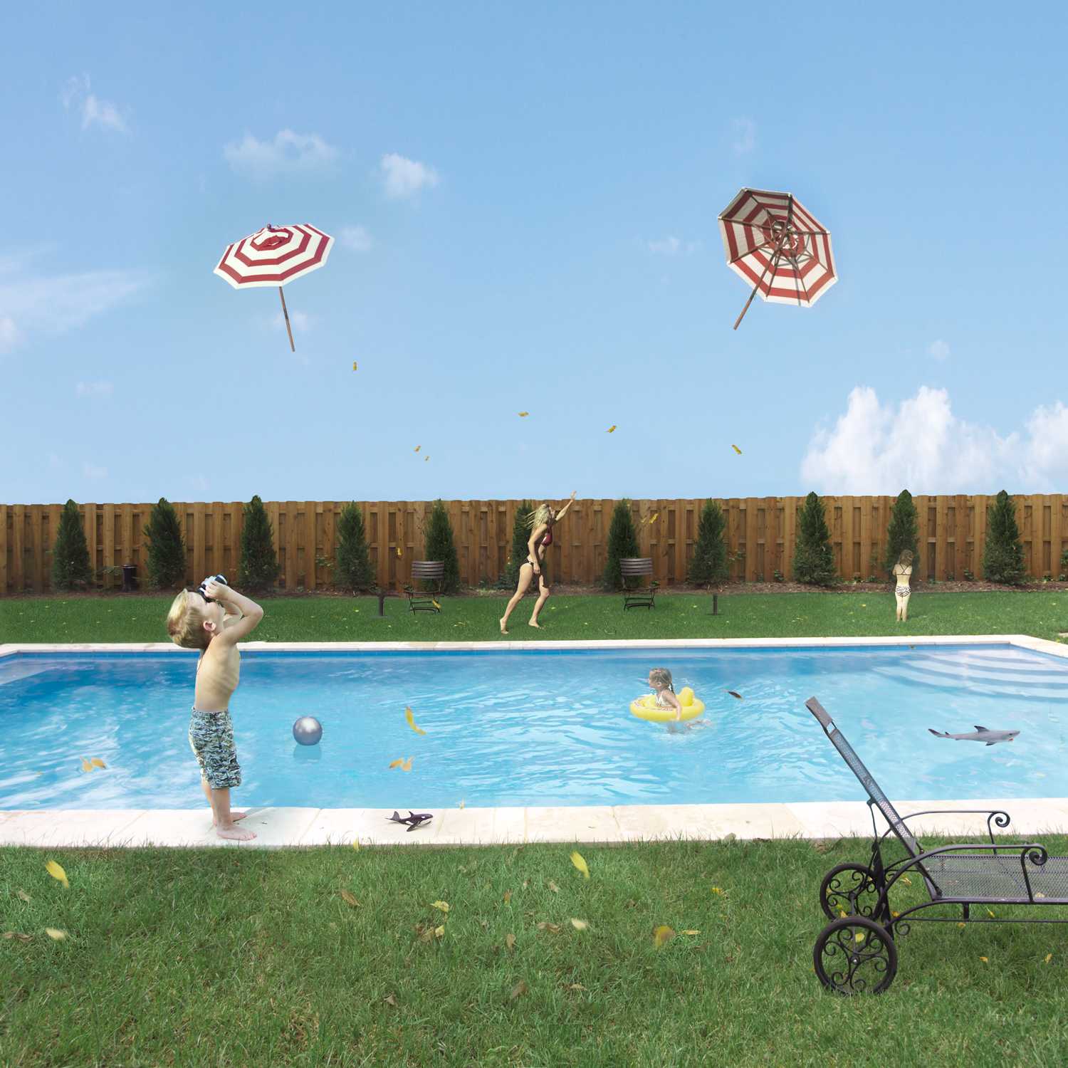 Flying Umbrellas de la serie Domestic Vacations. Foto: julieblackmon.com