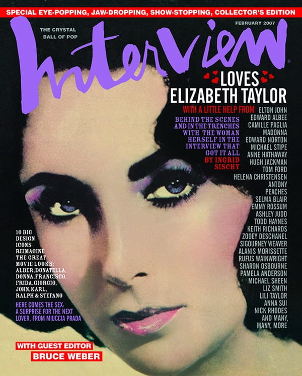Elizabeth Taylor para Interview Magazine