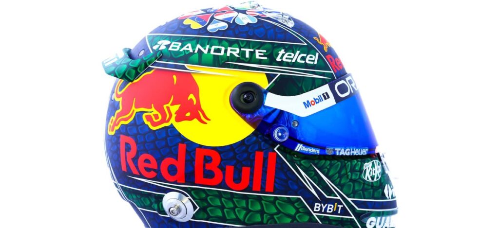 Sergio Perez special helmet at Miami GP / Photo via redbullracing