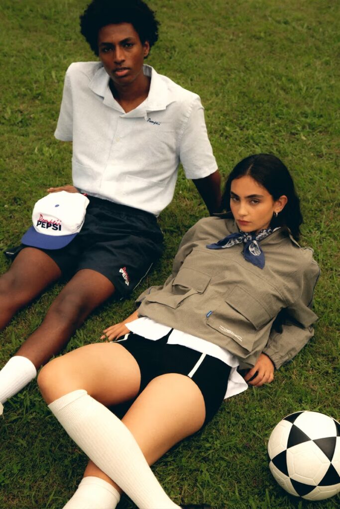 Pepsi and Pompeii team up to launch a football-inspired streetwear collection / Photo via Popeii x Pepsi