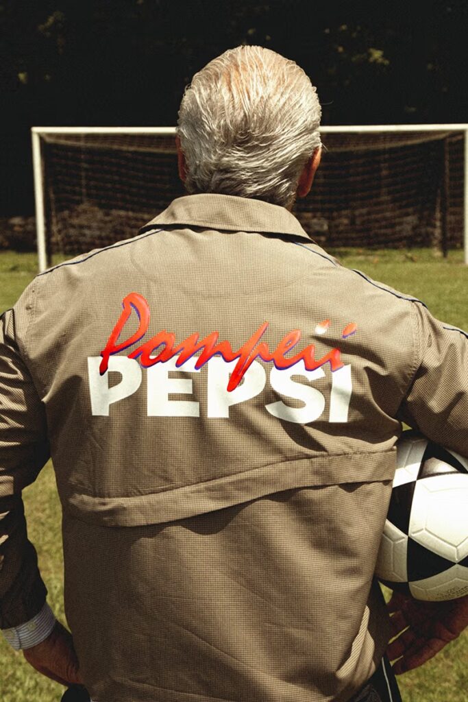 Pepsi and Pompeii team up to launch a football-inspired streetwear collection / Photo via Popeii x Pepsi