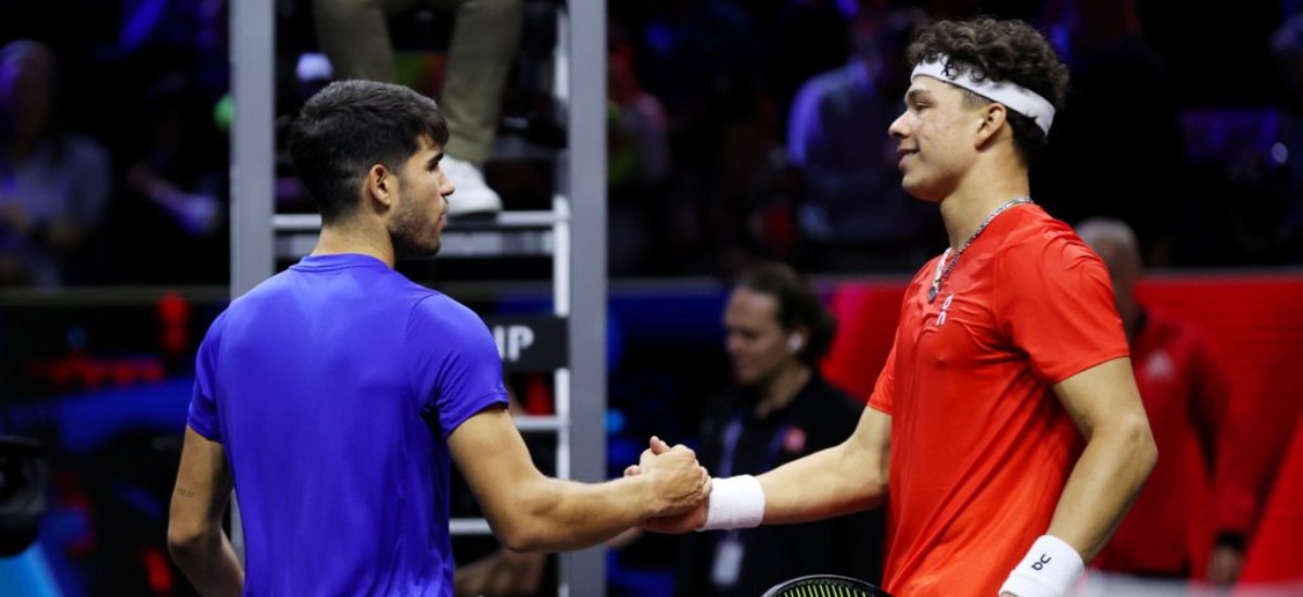 Carlos Alcaraz vs Ben Shelton / Photo via Laver Cup