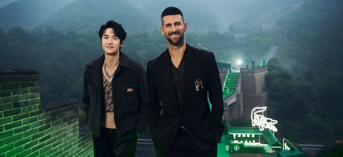 Lacoste and Novak Djokovic campaign on the Great Wall / Photo via Lacoste