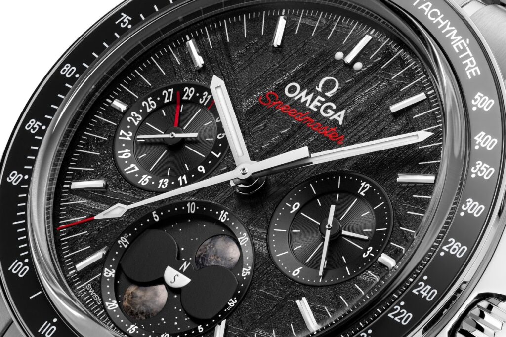 Omega Speedmaster Moonphase Meteorite iron dial / Photo via Omega