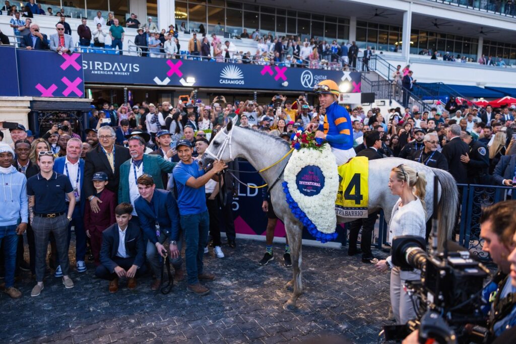 White Abarrio silenced any lingering skepticism, cementing his legacy after his 2023 Breeders’ Cup Classic victory / Photo Courtesy Pegasus World Cup