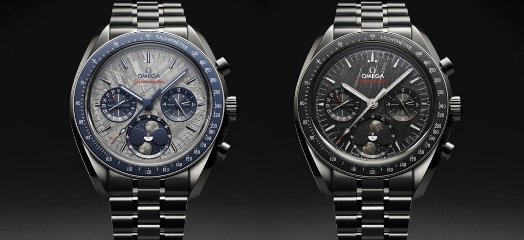 Omega Speedmaster Moonphase Meteorite different modes / Photo via Omega