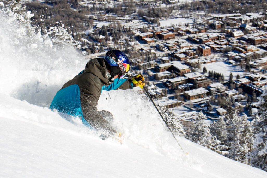 A man skiing at Buttermilk Mountain / Photo via Jesse Hoffman