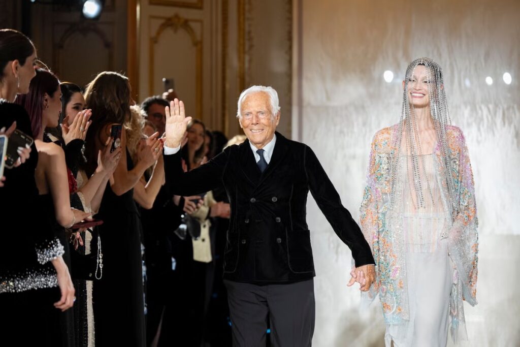 Giorgio Armani at his latest Paris Haute Couture Week presentation / Photo via Giorgio Armani