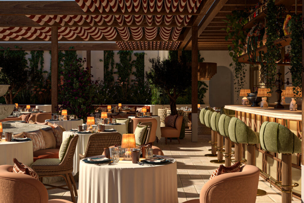 Rendering of Claudie's restaurant terrace bar / Photo courtesy Riviera Dining Group