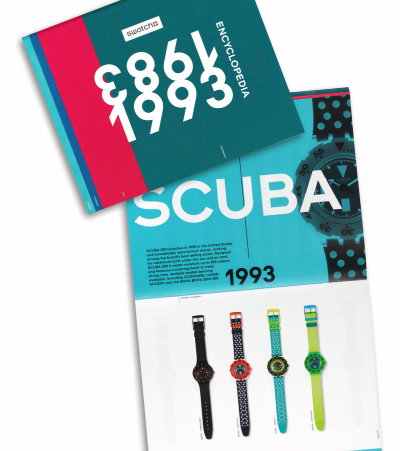 The Swatch Encyclopedia it is an invitation to dive into Swatch’s vibrant and joyful universe / Photo via Swatch