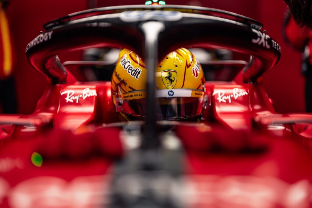 Lewis Hamilton in the Box / Photo via Ferrari