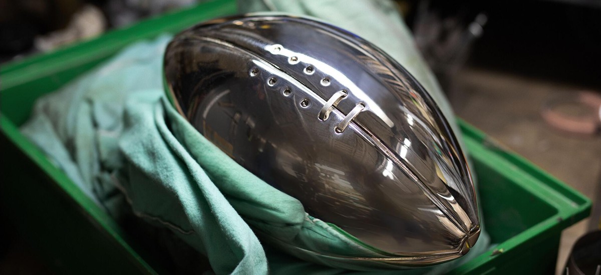 Since the first Super Bowl in 1967, Tiffany & Co. has been crafting the 22-inch, 8.75-pound silver trophy for the winner / Photo via Tiffany & Co.