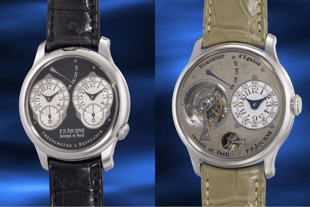 Timepieces from F.P. Journe Limited Editions / Photo: Philippe Auctions