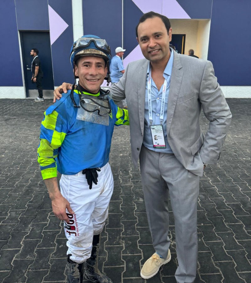 Jose Hernandez, CEO of Luster with Junior Alvarado, 2025 Kentucky Derby Jockey winner / Photo via courtesy