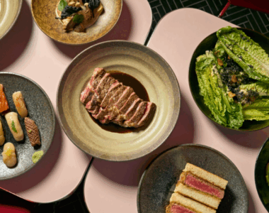 Part of the menu: rib eye, katsu sando, Dekotora nigiris, and mushrooms in Niño Gordo / Photo Ruben Cabrera