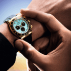 Rolex Cosmograph Daytona in a stunning combination of 18 ct yellow gold, a turquoise blue lacquer dial, and a monobloc Cerachrom bezel in black ceramic / Photo Rolex