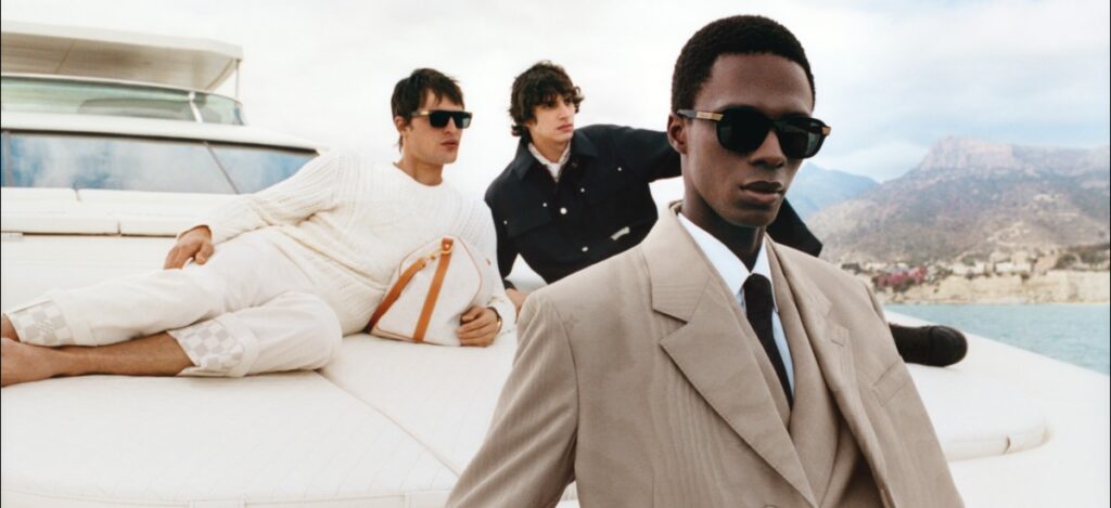 Embarking on a luxurious journey from Paris to the pastel-colored shores of Miami, the Louis Vuitton Pre-Fall 2025 Men’s Collection / Photo via Louis Vuitton