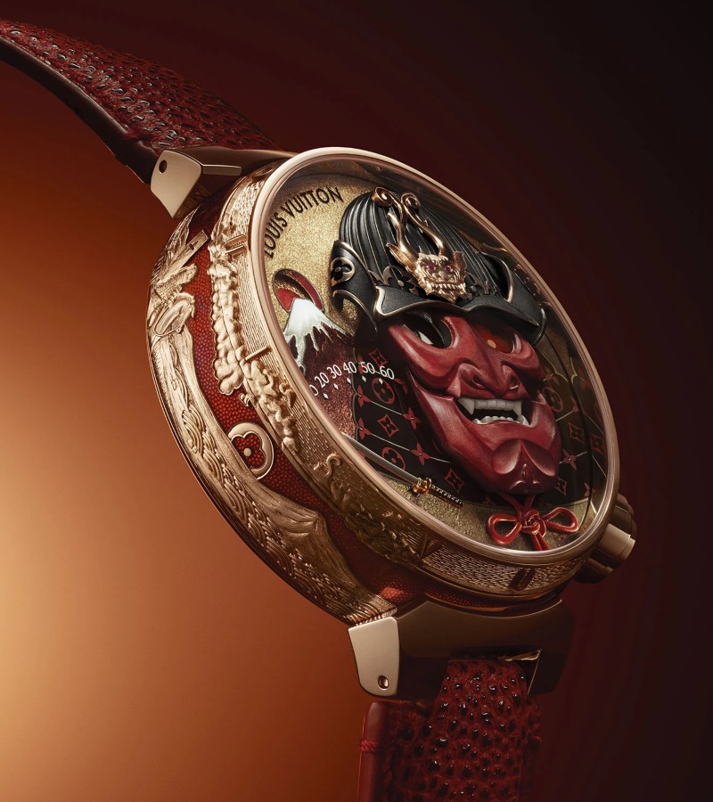 As a limited edition luxury watch, the Tambour Bushido Automata stands as a pinnacle of Louis Vuitton's haute horlogerie / Photo via Louis Vuitton