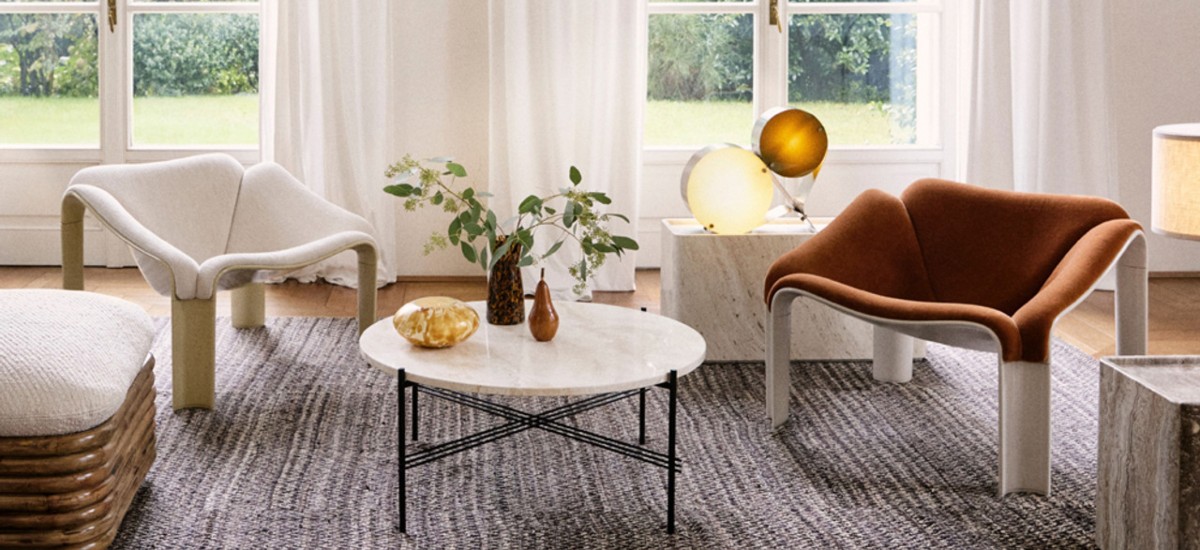 Originally introduced in the late 1960s, Pierre Paulin’s F300 chair—long considered a cult favorite among collectors—has been largely out of reach except through vintage dealer / Photo via GUBI