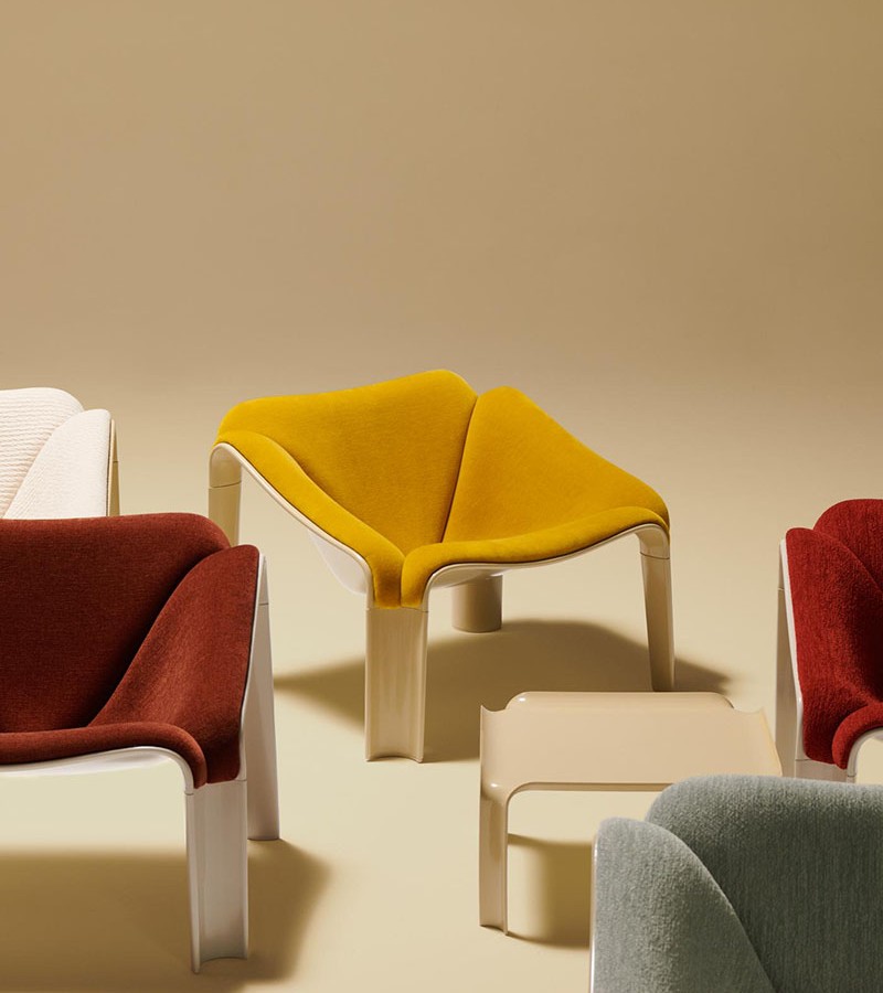 The updated F300 is now available in refined hues like alabaster white and soft pastel green / Photo via GUBI