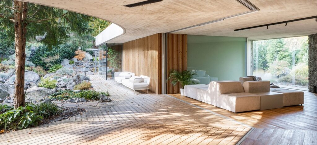 the Banánka House by Paulíny Hovorka Architects nestles into a narrow valley shaped by the Považský Inovec mountain range / Photo via Paulíny Hovorka Architects