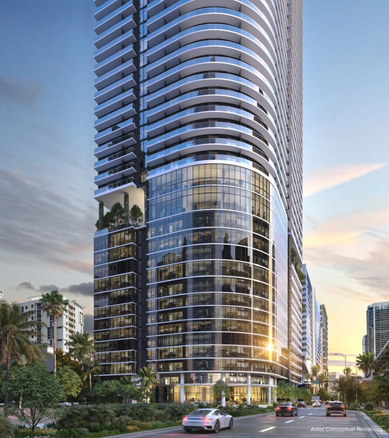 One tower will feature 266 luxury condominiums, each with a private office suite and elevator access. / Photo One Twenty Brickell