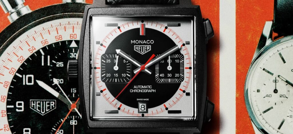 The Swiss watchmaker introduces a bold new timepiece: the TAG Heuer Monaco Chronograph Stopwatch. / Photo TAG Heuer
