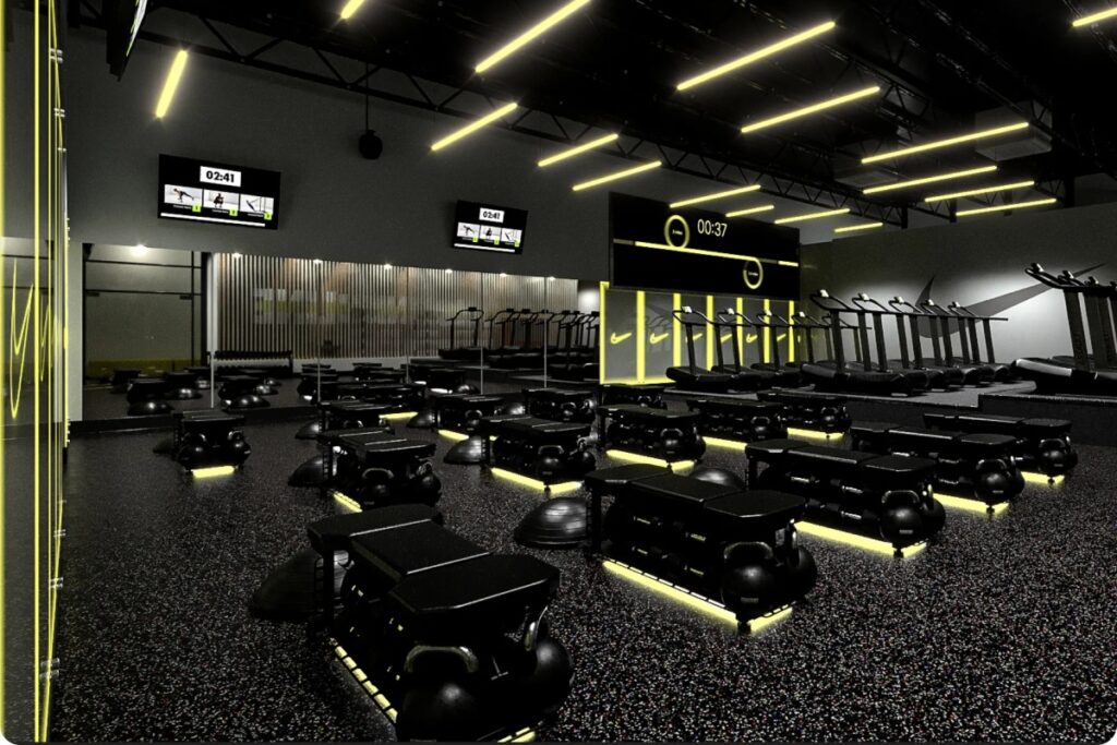 Nike Studios integrates state-of-the-art tools, including immersive screens for real-time challenges and performance metrics / Photo Nike Studios