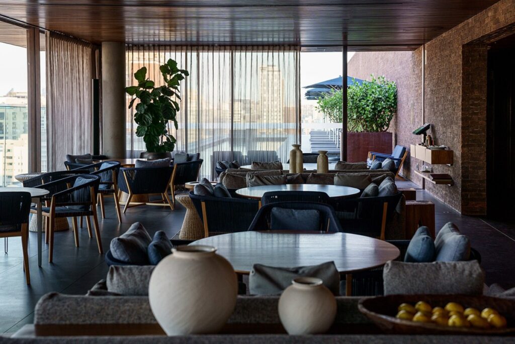 The interior of Fasano Itaim is a true design masterpiece by the acclaimed architect Marcio Kogan and his Studio MK27, in collaboration with Aflalo/Gasperini / Photo via Hotel Fasano Itaim