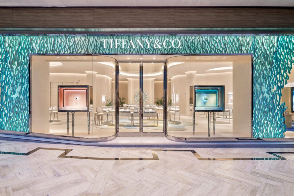 The luxury brand’s store façade was inspired by local coral species and executed through advanced 3D printing methods. / Photo Tiffany & Co