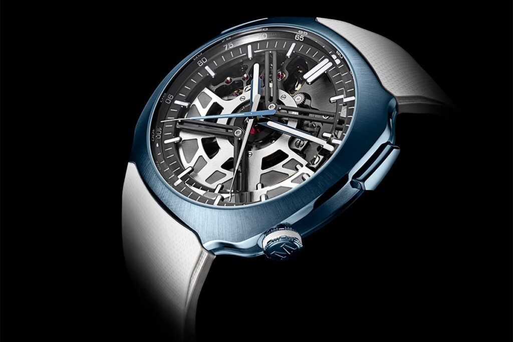 This mechanical chronograph is a skeletonized work of art, showcasing the intricate HMC 700 movement based on AgenGraphe / Photo via Alpine