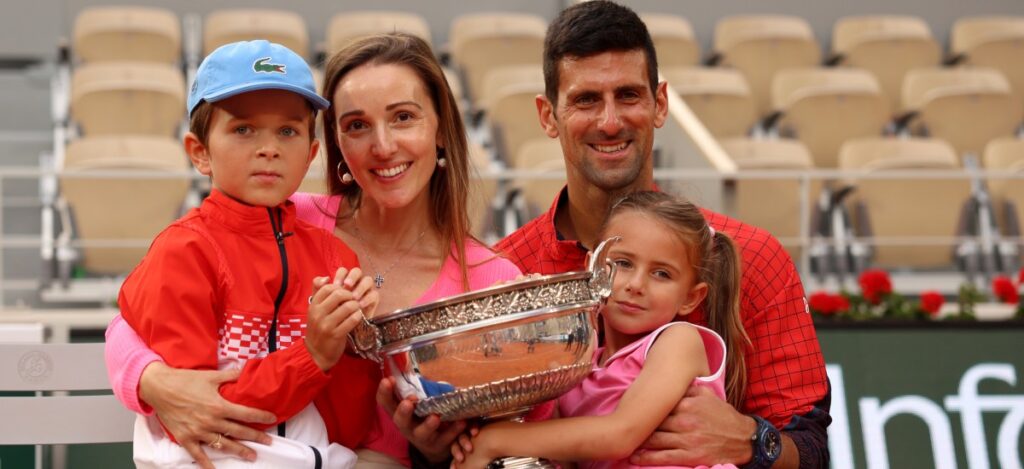 His wife, Jelena Ristic, whom he married in 2014, and their two children form the foundation that keeps him grounded and inspired / Photo via Roland Garros