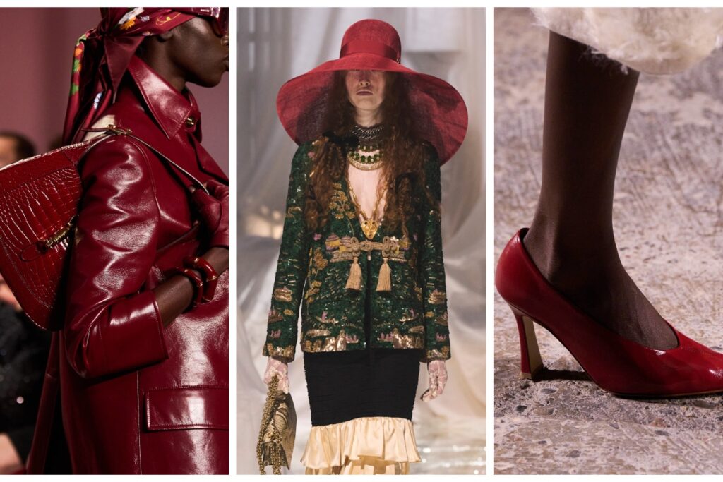 You don’t need to wear head-to-toe crimson to embrace the trend. Start small: a red belt, a cherry bag, a bold lip. / Photo Marie Claire