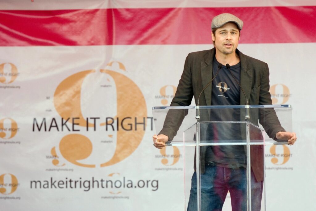 He later co-founded the Make It Right Foundation, which focused on building environmentally friendly, flood-resistant homes in New Orleans / Photo via Make It Right Foundation