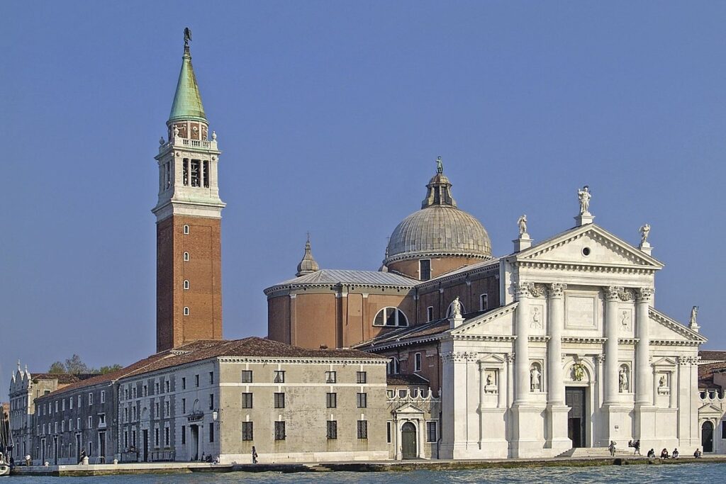 The ceremony will take place at the stunning Basilica of San Giorgio Maggiore, a jewel of Venetian architecture. / Photo Wikipedia