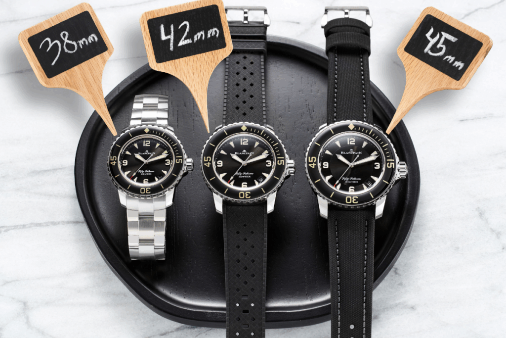 The Fifty Fathoms collection now offers three distinct case sizes (38mm, 42mm, and 45mm) / Photo Blancpain