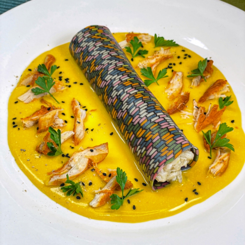 All his pasta designs use natural color sources like squid ink, beetroot, spinach, and turmeric / Photo via David Rivillo