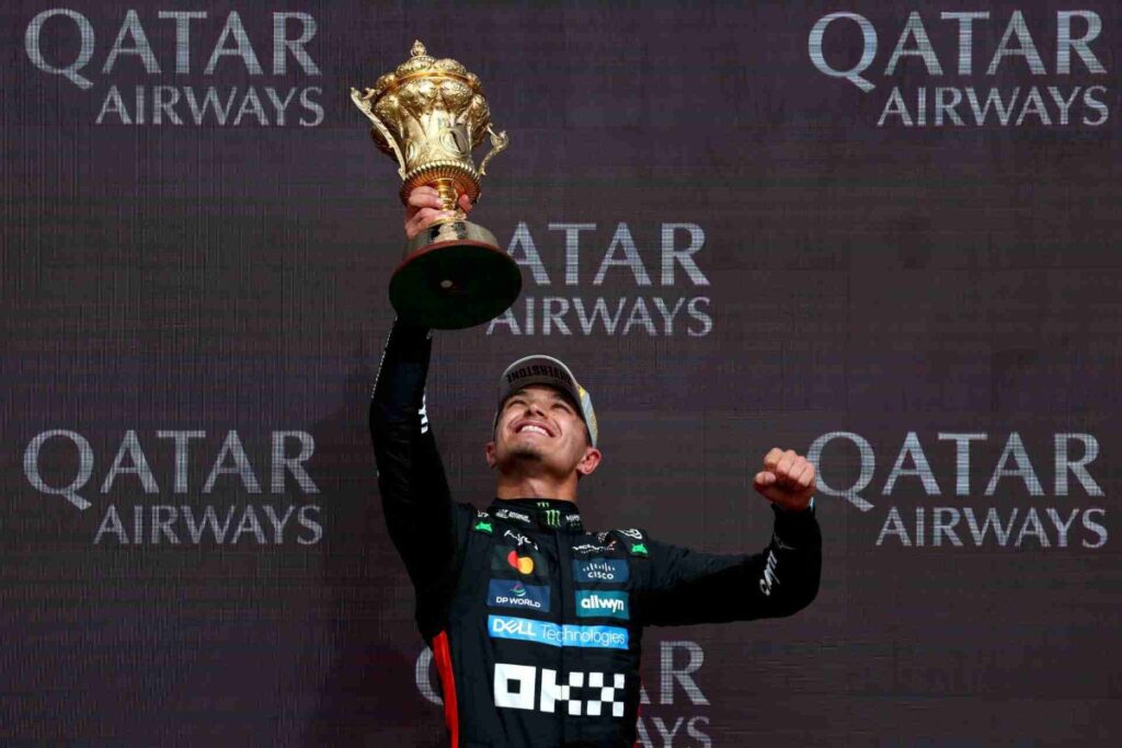 Lando Norris crossed the finish line at GP Silverstone to roaring applause from his home crowd. / Photo F1