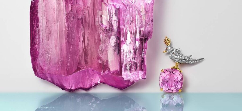 Discovered over 25 years ago in Mozambique, this kunzite is celebrated for its clarity, vivid hue, and natural brilliance. / Photo Tiffany
