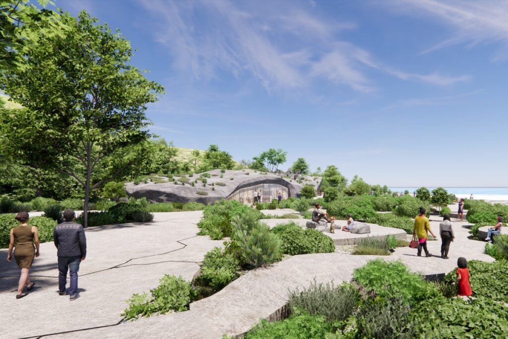 Native vegetation is arranged in gradients—dense forest species gradually shifting to salt-resistant flora nearer the shoreline. / Photo Nature Rocks