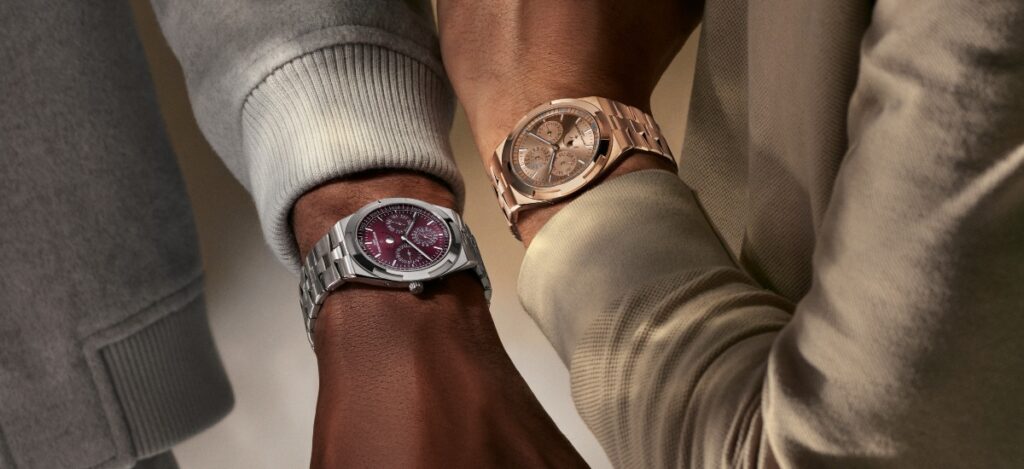 One version arrives in pink gold with a matching dial, while the other introduces a bold white gold case with a deep burgundy lacquer dial. / Photo Vacheron Constantin