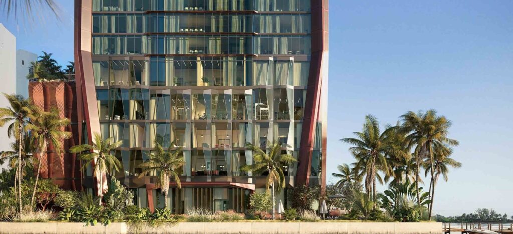 With only 70 residences, exceptional design by ODP Architects and Vicky Charles, and culinary-driven luxury amenities like The Copper Club and a waterfront MFG restaurant / Photo Villa Miami