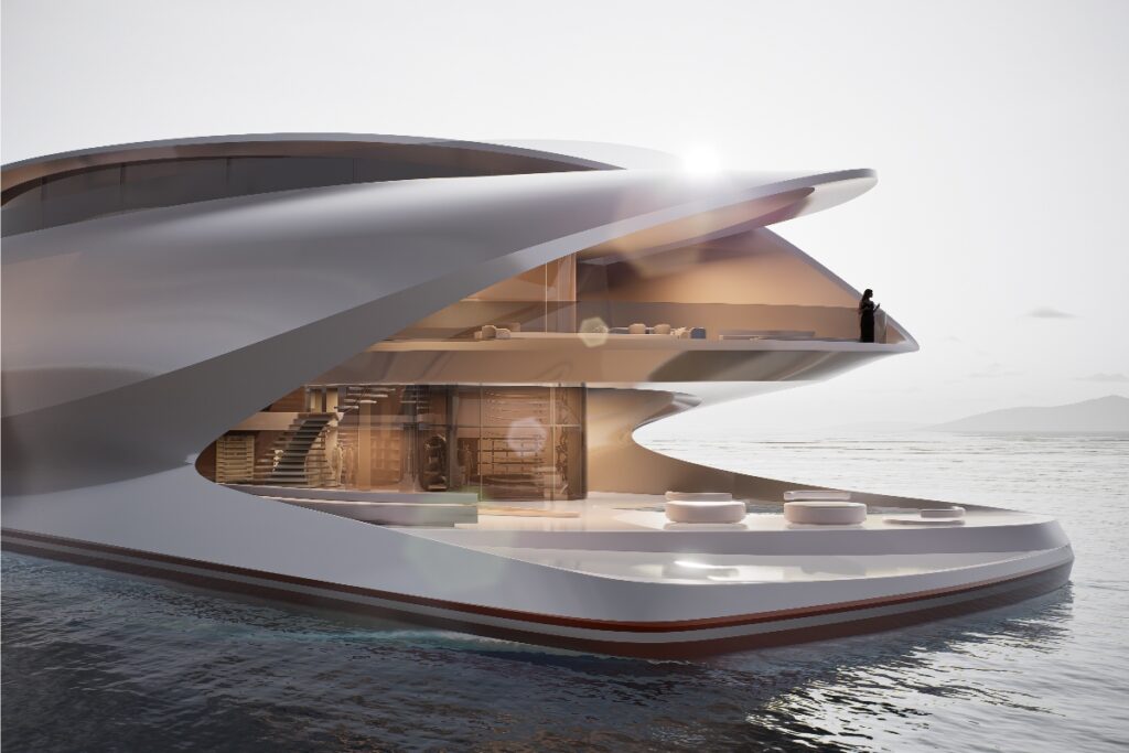 Oceanco Lily features a fully asymmetric structure made possible by advanced monocoque construction / Photo Oceanco Lily