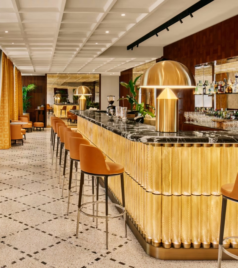 Original architectural elements by Vittorio Ballio Morpurgo have been carefully preserved, while luxurious materials and clean lines create a contemporary feel / Photo via Bvlgari Roma Hotel