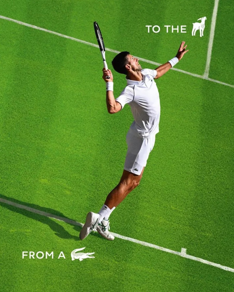 Djokovic, now 38, launched his US Open campaign last Sunday night against 19-year-old Learner Tien / Photo via Lacoste