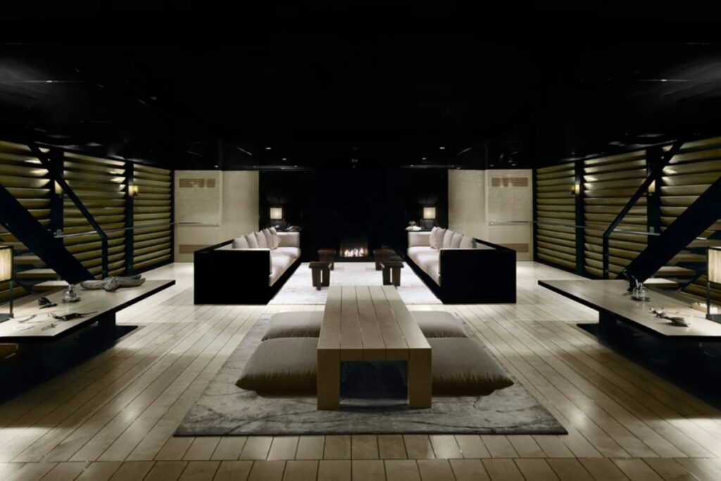 The yacht accommodates up to 14 guests in 7 cabins, with a crew of 14, ensuring personalized service and comfort. / Photo via Armani