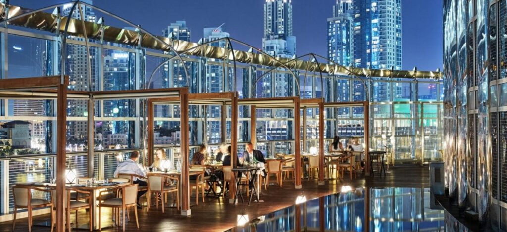 The hotel occupies multiple floors and fuses warm Arabian hospitality with Armani’s minimalist, calming aesthetic / Photo via Armani Hotels