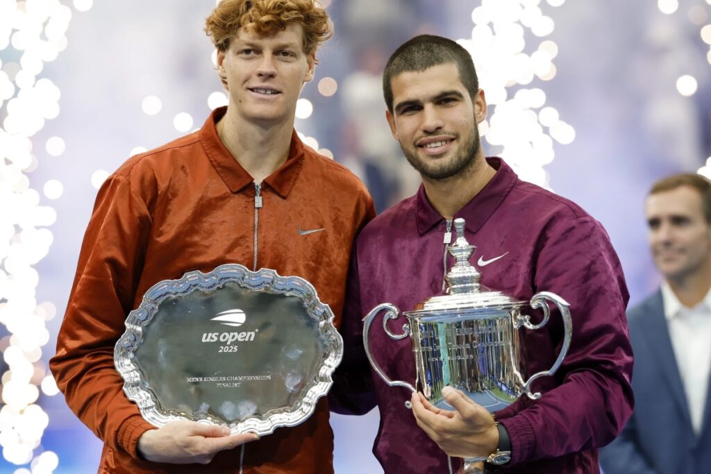 This final marked the third Grand Slam final between Alcaraz and Sinner this year, a first in men’s tennis history / Photo via US Open