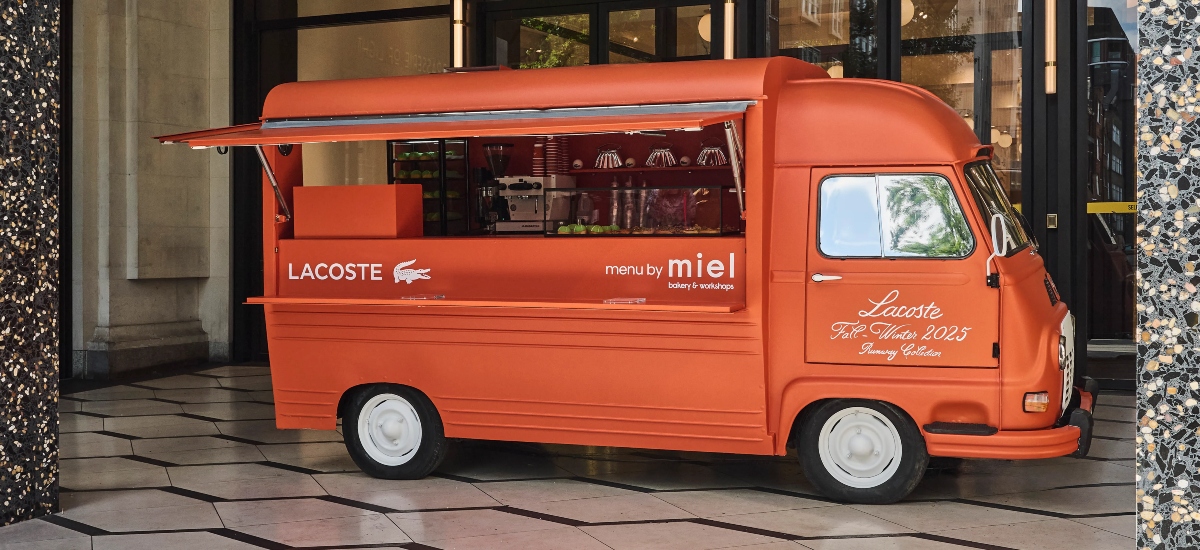 To celebrate the launch of the Lenglen Bag collection the brand has opened a tennis-inspired café pop-up at Selfridges, London / Photo via Lacoste